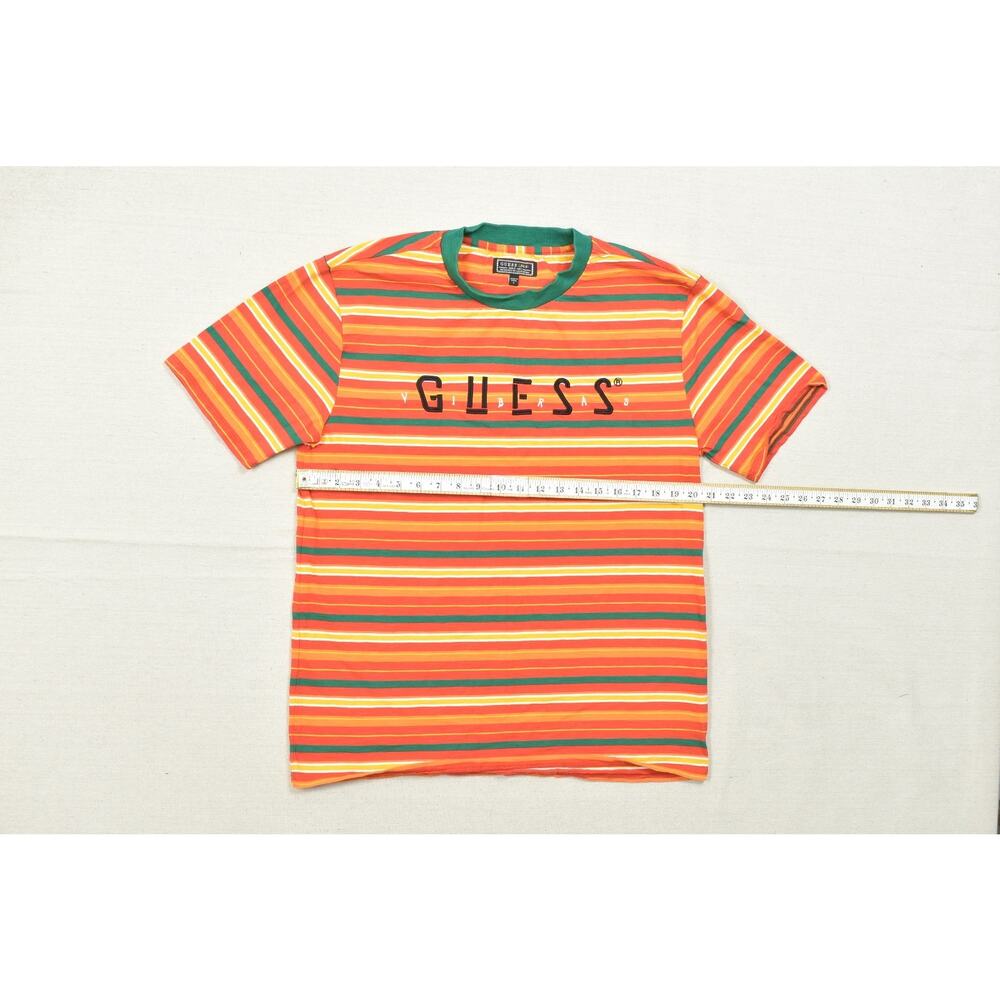 GUESS x J Balvin Vibras Striped Short Sleeve T-Shirt Men's Size Small Orange Gre - Picture 3 of 8